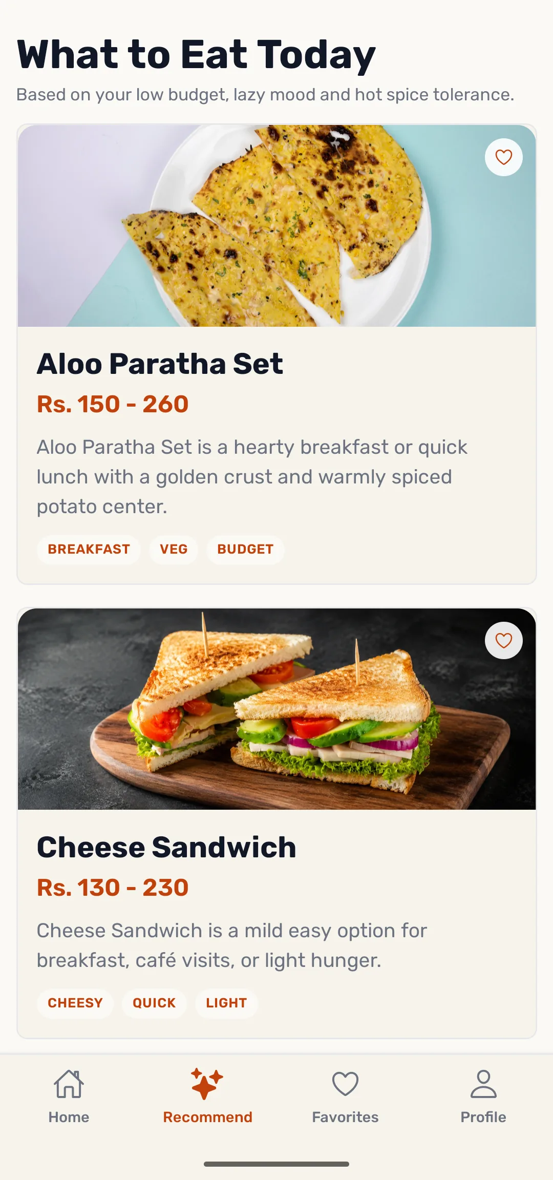 What to Eat Today — picks matched to a low budget, lazy mood and hot spice tolerance.
